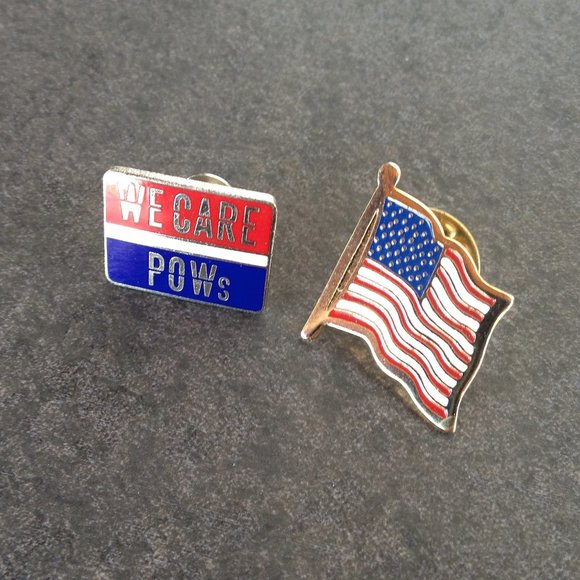 Vintage POW & Flag Lapel Pins - Picture 1 of 2